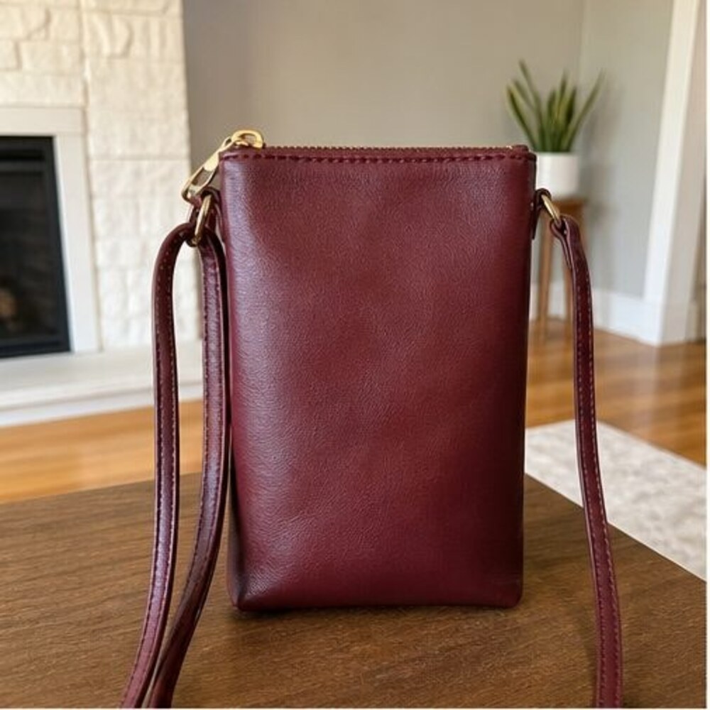 Burgundy Zip Crossbody Bag